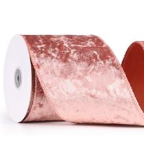 Fita decorativa MAYREEL 10m x 10cm em ouro rosa, veludo, com fio