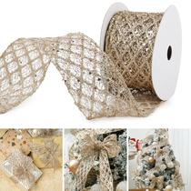 Fita decorativa MAYREEL 2,5" Champagne Glitter 9m