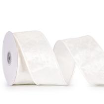Fita decorativa MAYREEL 2,5" de veludo triturado branco com fio de 9 m