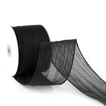Fita decorativa MAYREEL 2,5" preta com fio transparente de 10 jardas