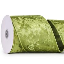 Fita decorativa MAYREEL 4" Moss Green Velvet Wired 10yd