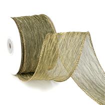 Fita decorativa MAYREEL 6,35 cm verde musgo com fio 9,1 m