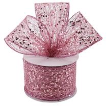 Fita decorativa MAYREEL rosa 6,4 cm x 9,1 m com fio de glitter Fita decorativa MAYREEL rosa 6,4 cm x 9,1 m com fio de glitter