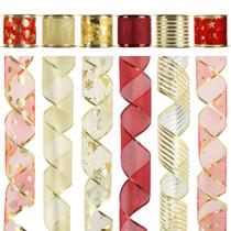 Fita decorativa MEEDEE 6 rolos 6x1,9m com fio em ouro vermelho Fita decorativa MEEDEE 6 rolos 6x1,9m com fio em ouro vermelho