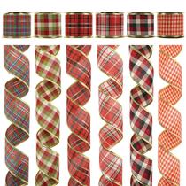 Fita decorativa MEEDEE 6 rolos Buffalo Plaid 6,3 cm x 18 pés Fita decorativa MEEDEE 6 rolos Buffalo Plaid 6,3 cm x 18 pés