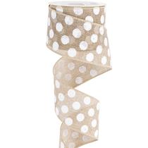 Fita decorativa MEEDEE Burlap Polka Dot 6,5 cm 9,1 m com fio Fita decorativa MEEDEE Burlap Polka Dot 6,5 cm 9,1 m com fio