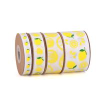 Fita decorativa Meseey Lemon Satin Ribbon 36m Amarelo Branco