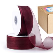 Fita decorativa Mlurcu Burgundy Organza 3,8 cm x 91 m Fita decorativa Mlurcu Burgundy Organza 3,8 cm x 91 m