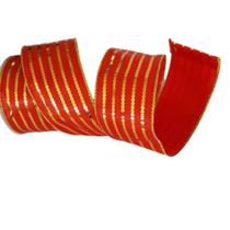 Fita Decorativa Natal Aramada Cetim Vermelha Comp 9.14m