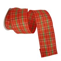 Fita Decorativa Natal Aramada Xadrez Vermelha e Verde