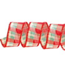 Fita Decorativa Natal Xadrez Vermelho e Verde 3,8cmx9,14 - 1 Unidade - Cromus -