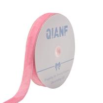Fita decorativa QIANF Velvet Peach Peach Pink 2,5 cm x 23 m