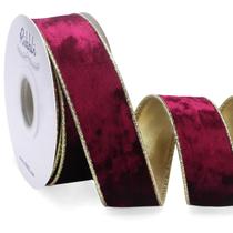 Fita decorativa Ribbli Burgundy Velvet com fio 3,8 cm x 9 m Fita decorativa Ribbli Burgundy Velvet com fio 3,8 cm x 9 m