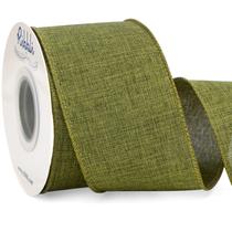 Fita decorativa Ribbli Moss 6,35 cm x 9,1 m de linho com fio Fita decorativa Ribbli Moss 6,35 cm x 9,1 m de linho com fio