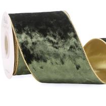 Fita decorativa Ribbli Moss Green Velvet com fio de 10 jardas e 10 cm