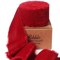Fita decorativa Ribbli Red Velvet 3 jardas e 3,8 cm de largura Fita decorativa Ribbli Red Velvet 3 jardas e 3,8 cm de largura