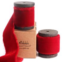 Fita decorativa Ribbli Red Velvet 3 jardas feita à mão Fita decorativa Ribbli Red Velvet 3 jardas feita à mão