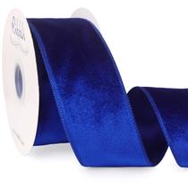 Fita decorativa Ribbli Royal Blue Velvet com fio 6,35 cm x 9,1 m Fita decorativa Ribbli Royal Blue Velvet com fio 6,35 cm x 9,1 m