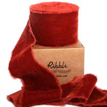 Fita decorativa Ribbli Rust Red Velvet 5 cm de largura 2,7 m Fita decorativa Ribbli Rust Red Velvet 5 cm de largura 2,7 m