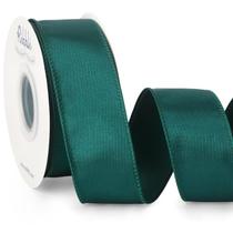 Fita decorativa Ribbli Satin Wire 3,8 cm x 18 mm azul-petróleo