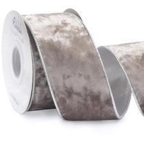 Fita decorativa Ribbli Taupe Velvet com fio 6,4 cm x 9,1 m Fita decorativa Ribbli Taupe Velvet com fio 6,4 cm x 9,1 m