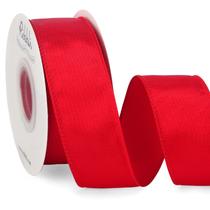 Fita decorativa Rolo de cetim vermelho com fio de 3,8 cm e 18,3 mm