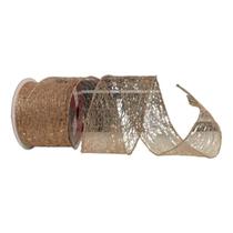 Fita Decorativa Telada De Natal Dourada 6,3cm - Rolo 9,14mts Fita Decorativa Telada De Natal Dourada 6,3cm - Rolo 9,14mts