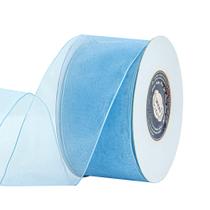 Fita decorativa VATIN azul claro de organza com fio 6,35 cm 46 m