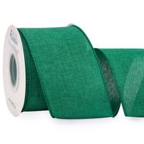 Fita decorativa verde esmeralda 6,4 cm 9,1 m com fio Fita decorativa verde esmeralda 6,4 cm 9,1 m com fio