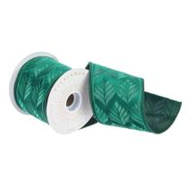 Fita decorativa Vickerman 10 cm x 4,5 m com fio verde azulado