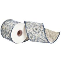 Fita decorativa Vickerman 4" azul Jacquard Wired Fita decorativa Vickerman 4" azul Jacquard Wired
