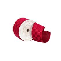 Fita decorativa Vickerman 6,5 cm x 9,1 m de veludo vermelho quadriculada Fita decorativa Vickerman 6,5 cm x 9,1 m de veludo vermelho quadriculada