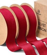 Fita decorativa Vitalizart Red Velvet 1 polegada 15 jardas cor de vinho Fita decorativa Vitalizart Red Velvet 1 polegada 15 jardas cor de vinho