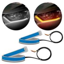 Fita Dual Led Drl Luz Farol Branca Pisca Amarela 60Cm Fita Dual Led Drl Luz Farol Branca Pisca Amarela 60Cm