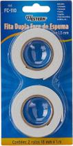Fita Dupla Face 1 m x 18 mm 2 Pçs Western Adesiva Fixação Multiuso Fita Dupla Face 1 m x 18 mm 2 Pçs Western Adesiva Fixação Multiuso