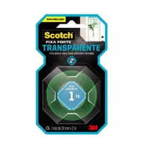 Fita Dupla Face 3M Fixa Forte Scotch para Ambiente Interno, Transparente 24mmX2m