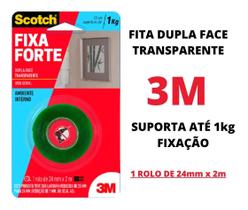 Fita Dupla Face 3m Fixa Forte Transparente 24 Mm X 2 M