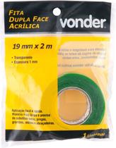 Fita Dupla Face Acrilica Transparente 19mm X 2m Vonder