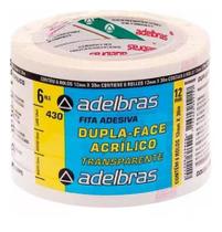 Fita Dupla Face Com 6 Rolos Transparente 12mm X 30m Adelbras Fita Dupla Face Com 6 Rolos Transparente 12mm X 30m Adelbras