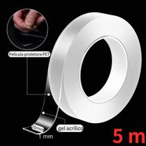 Fita Dupla Face Extra Forte Transparente NanoGel Silicone Mágica Adesiva Cola na Parede Móvel Porta - BAZAR