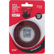 Fita Dupla Face Massa Acrílica 18MM X 2M Vermelha Blister