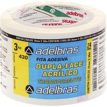 Fita dupla face polipropileno 24mmx30mts. adelbras