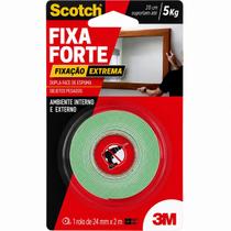 Fita Dupla Face Scotch Fixa Forte Extrema Transparente 5kg 24mm x 2m 3M