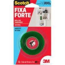 Fita dupla face scotch fixa forte transparente 19mm x 2m - 3m