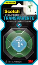 Fita Dupla Face Scotch Fixa Forte Transparente 24mm x 2 Metros - HB004420194 - 3M
