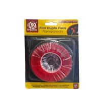 Fita Dupla Face Transparente Capa Vermelha Alta Viscosidade e Durabilidade 4,5 Metros 1 Unidade