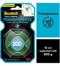 Fita Dupla Face Transparente Fixa Forte 19mmX2m Scotch 3m