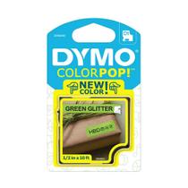 Fita Dymo D1 Verde Glitter Letra Preta 12mm
