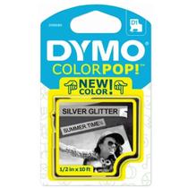 Fita Dymo PRATA com Glitter D1 Colorpop 12mm Lm160 LM210