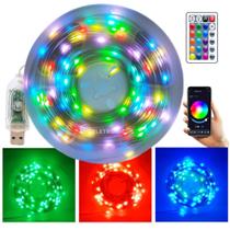 Fita Efeito RGBW Multicolorido 100 LED + Controle App Luz Forte Alto Brilho TB5082
